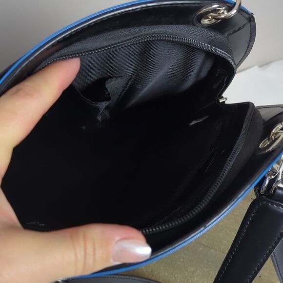 NWT Beijo shiny patent leather" backpack blue and black - Picture 8 of 8